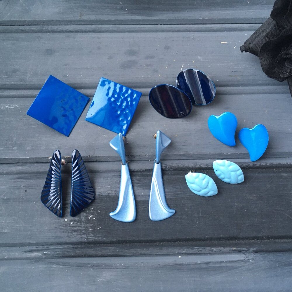 Blue Enamel Earring Lot (Lot of 6)